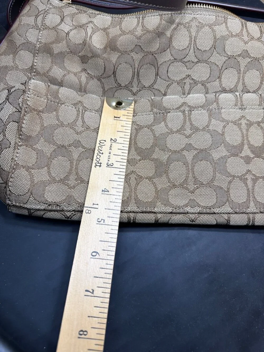 Coach F58284 Signature Jacquard Khaki Brown Hobo Crossbody Shoulder Bag Women